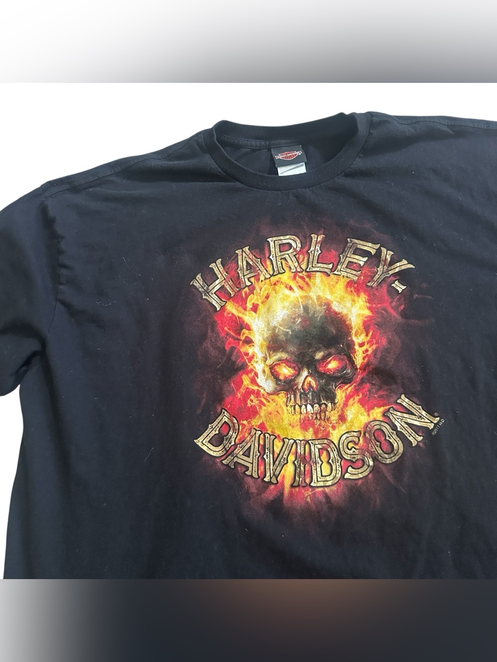 Harley Davidson Flaming Skull Vintage Made in USA Tee Shirt Steel City Men’s 3XL